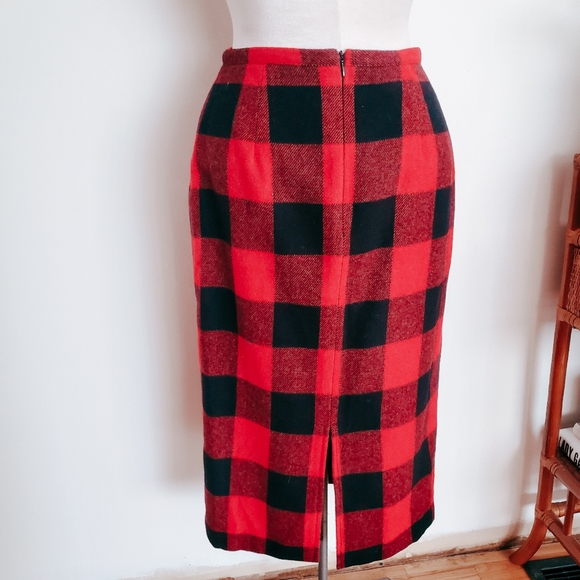 Vintage plaid wool blend skirt - Picture 3 of 5
